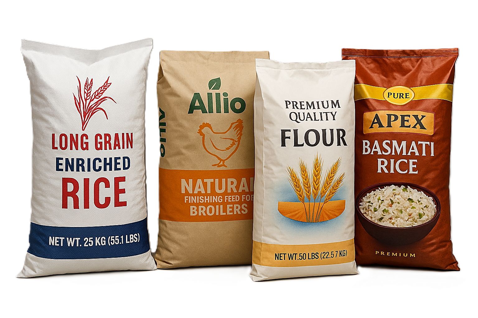 Paper Poly Bags for food, seed, and grain packaging