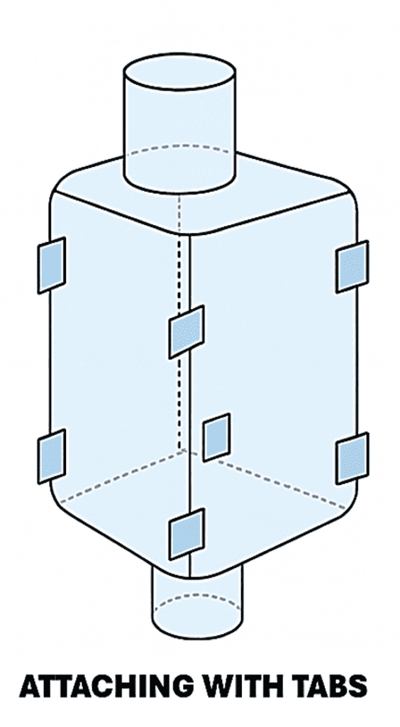 FIBC liner attached with corner tabs diagram