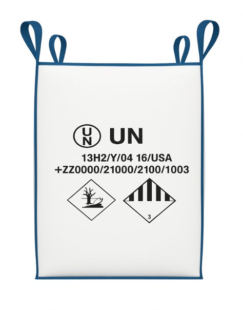 UN-certified bulk bag showing UN markings and hazard class diamonds
