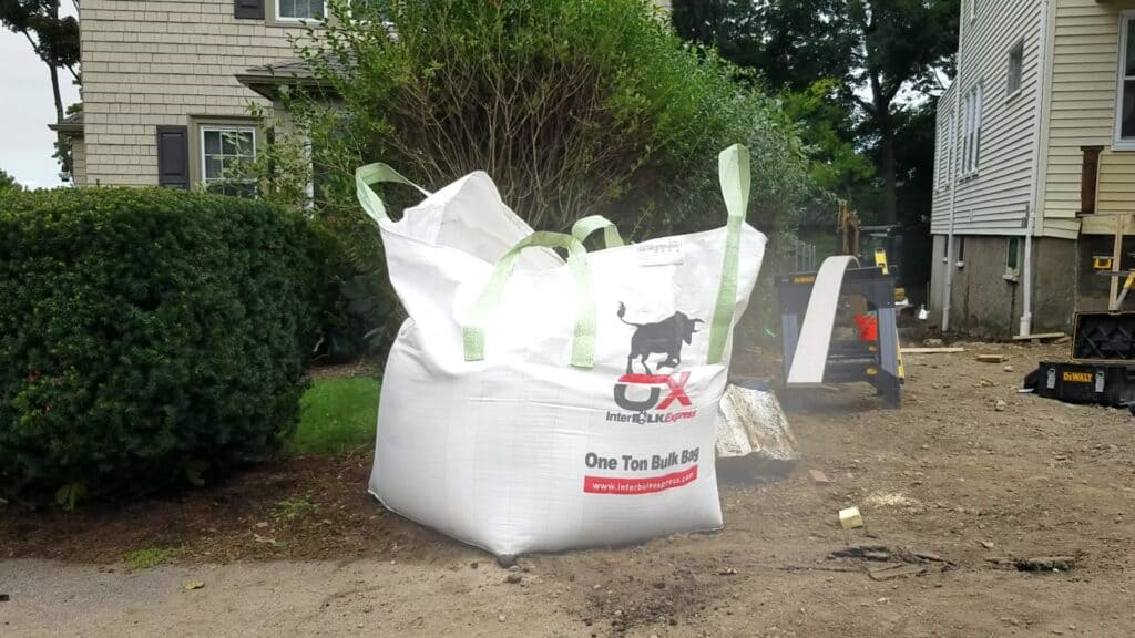 Custom printed InterBULK bag on a jobsite